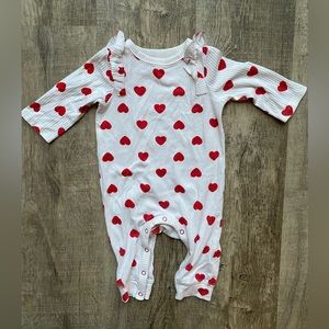 Cat & Jack heart onesie. Size 3-6 months.